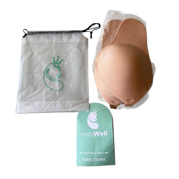 PrettyWell Invisibile Bra Strapless Padded Adhesive Front Closure Beige - Picture 3 of 5